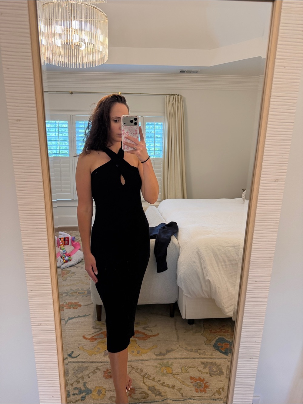 Banana Republic Black Halter Midi Dress with Front Keyhole